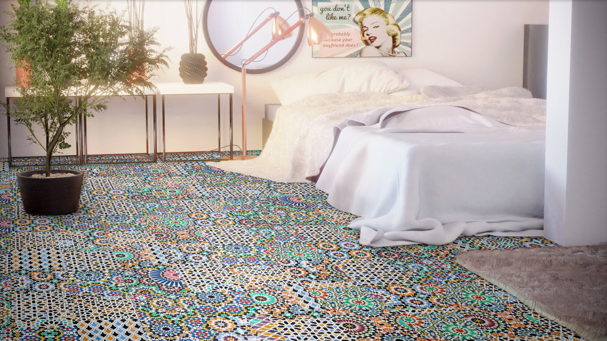 Falquon Quadraic Mosaic Laminate Tile Effect Flooring 8mm Laminate